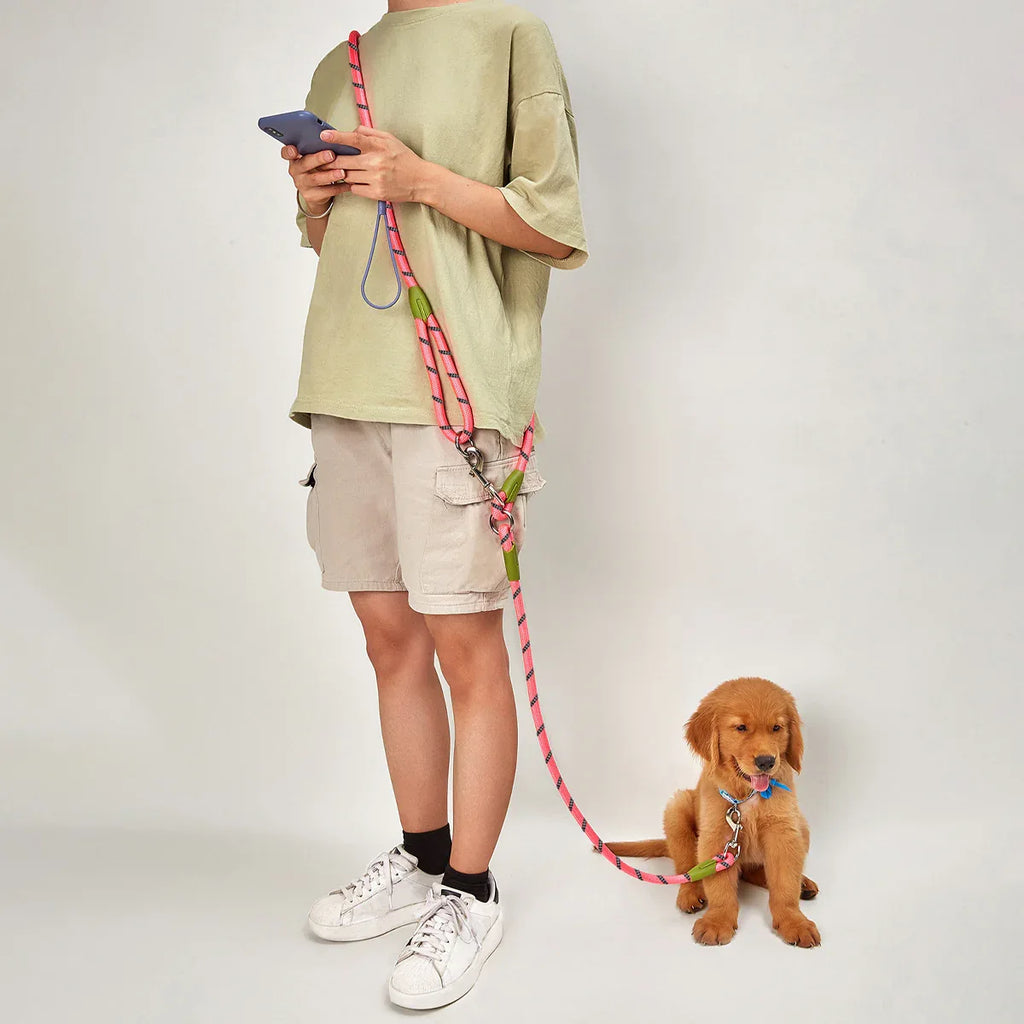 Reflecterende Hands-Free Hondenriem Verstelbaar Schokdemping Duurzaam Nylon Voor Wandelen en Rennen - Ruffy