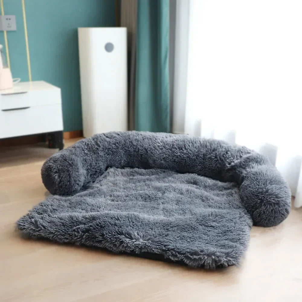 Luxe pluche hondenbed met versterkt bankontwerp – zacht imitatiebontoppervlak en gewrichtsondersteuning - Ruffy
