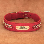Gepersonaliseerde leren halsband met gegraveerd roestvrijstalen naamplaatje – Duurzaam en comfortabel - Ruffy