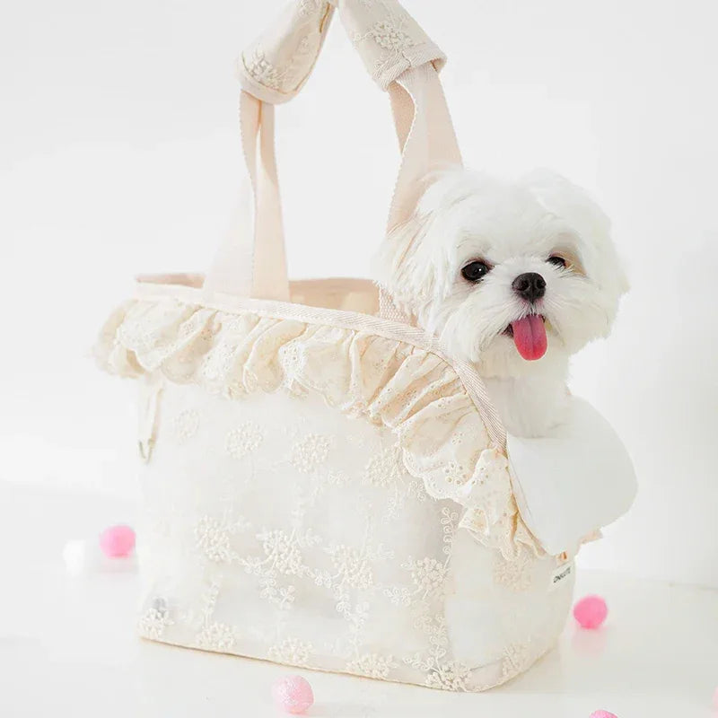 Lichtgewicht nylon bloemendraagtas met kussen voor kleine honden tot 5 kg ademend ontwerp - Ruffy