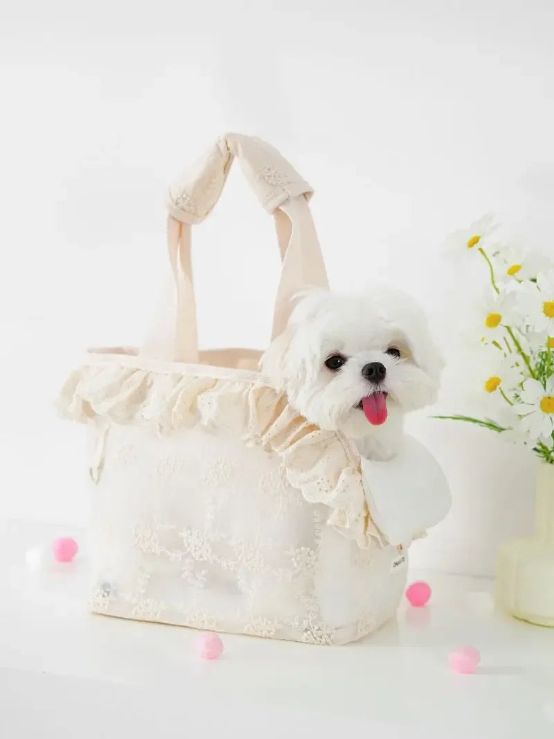 Lichtgewicht nylon bloemendraagtas met kussen voor kleine honden tot 5 kg ademend ontwerp - Ruffy