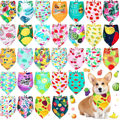 50 stuks levendige zomerhondenbandana's – zachte polyester driehoekssjaals voor huisdieren - Ruffy