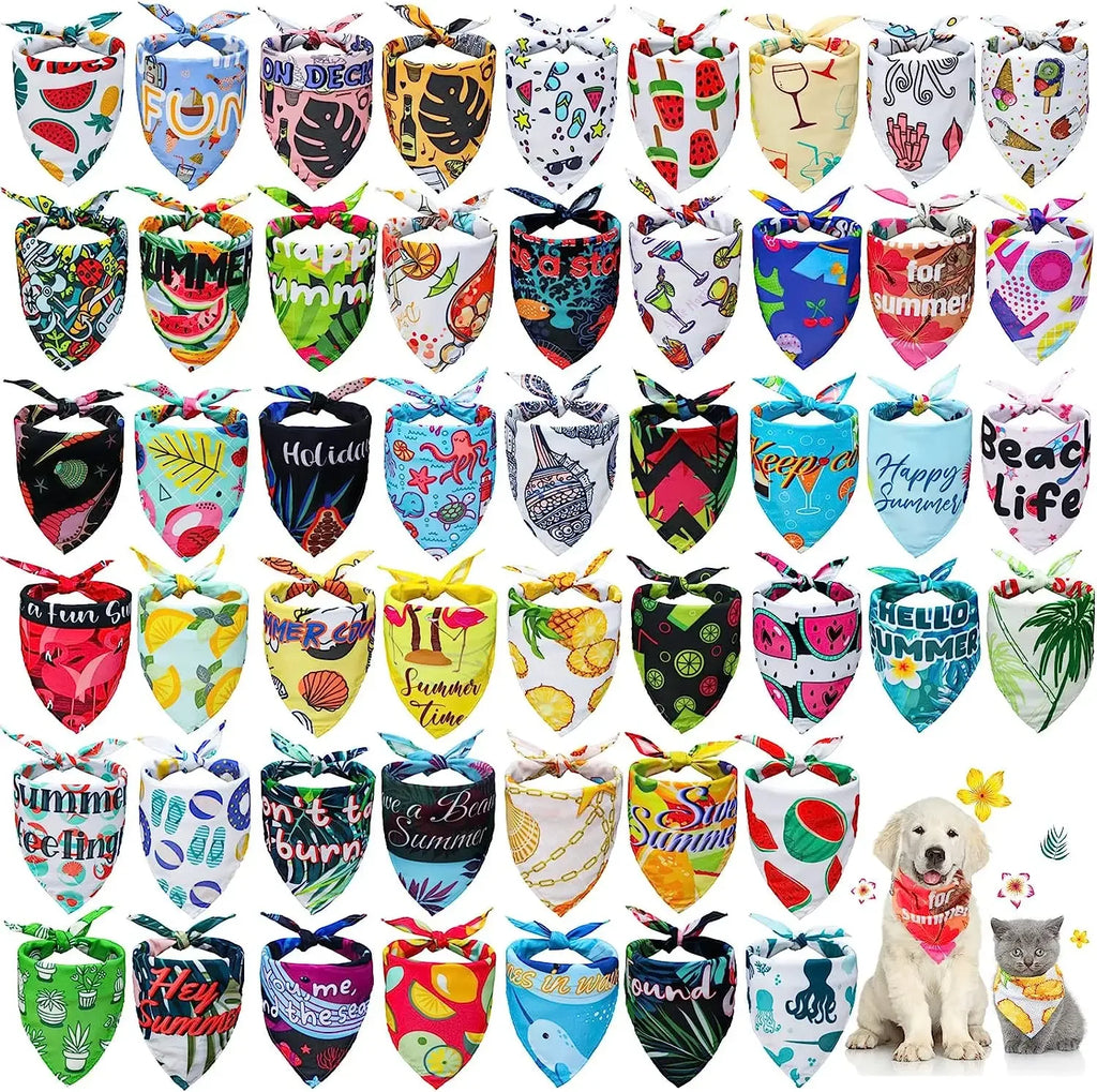 50 stuks levendige zomerhondenbandana's – zachte polyester driehoekssjaals voor huisdieren - Ruffy