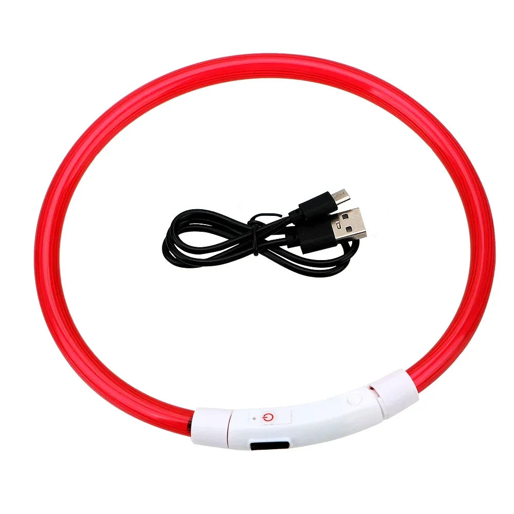Oplaadbare LED-halsband Waterdicht Verstelbaar 50 cm voor nachtelijke veiligheid en zichtbaarheid - Ruffy