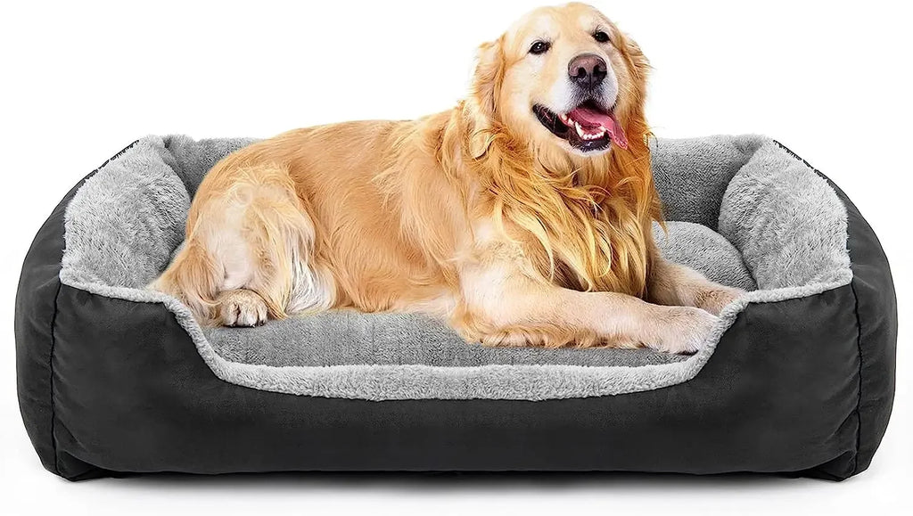 Duurzaam hondenbed met afneembare hoes, koraalfleece, verhoogde randen, wasbaar - Ruffy