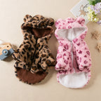 Zachte fluwelen hondenhoodie met luipaardprint Warm en ademend voor herfst en winter - Ruffy