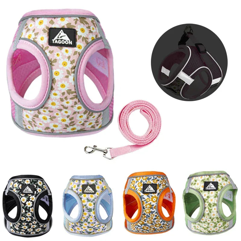 Reflecterend Harnas en Leiband Set Comfortabel Polyester met Stijlvolle Patronen voor Kleine Medium Honden en Katten - Ruffy