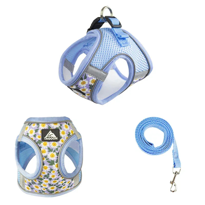Reflecterend Harnas en Leiband Set Comfortabel Polyester met Stijlvolle Patronen voor Kleine Medium Honden en Katten - Ruffy