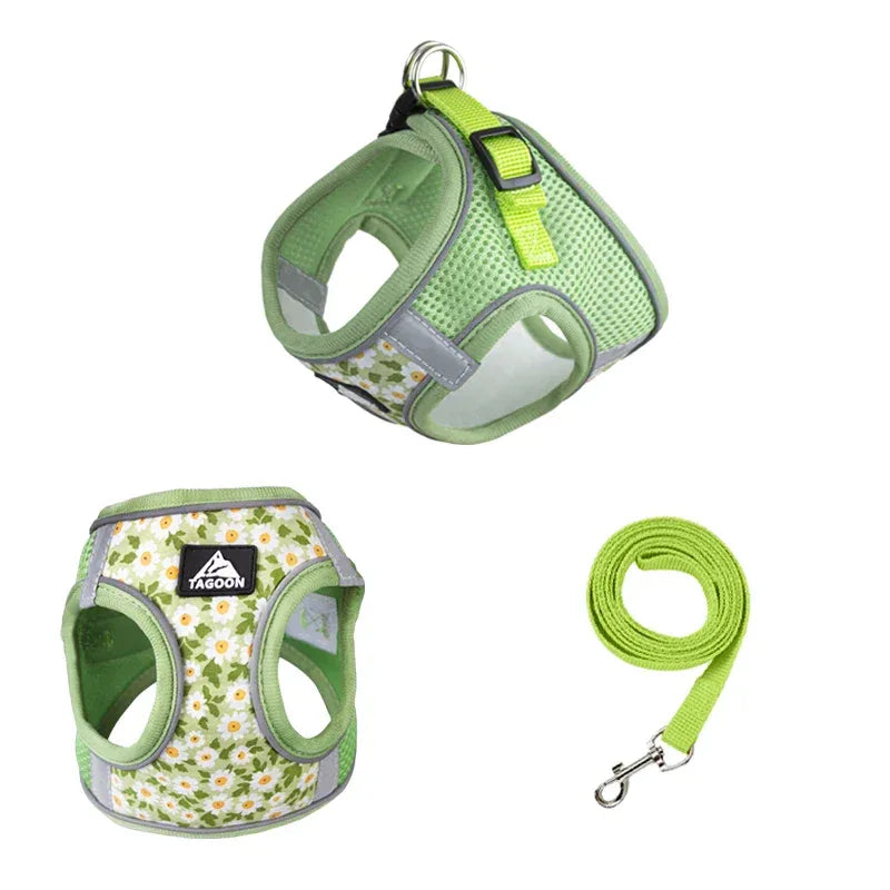 Reflecterend Harnas en Leiband Set Comfortabel Polyester met Stijlvolle Patronen voor Kleine Medium Honden en Katten - Ruffy