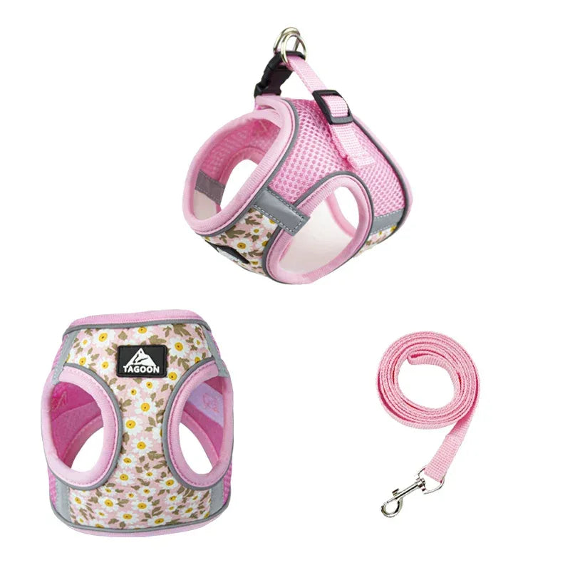 Reflecterend Harnas en Leiband Set Comfortabel Polyester met Stijlvolle Patronen voor Kleine Medium Honden en Katten - Ruffy