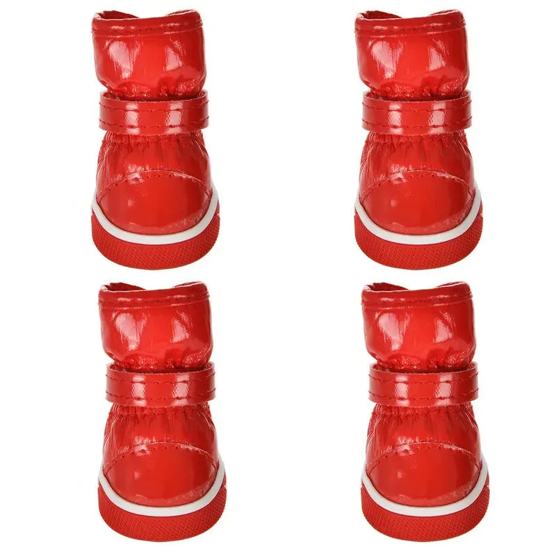 Waterdichte antislip dierenlaarzen met gezellige fleecevoering voor kleine honden en katten in rood zwart - Ruffy