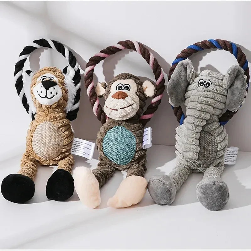 Duurzaam piepend pluchen hondenspeeltje ter bevordering van de tandgezondheid en interactief spelen 31 cm - Ruffy