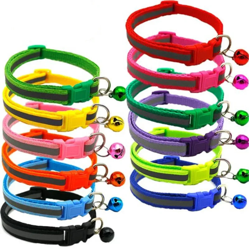 Verstelbare reflecterende huisdierhalsband met bel Duurzaam polyester in levendige kleuren voor alle seizoenen - Ruffy