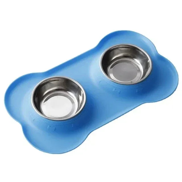 Duurzame dubbele kommen met antislipbodem van silicone Morsbestendig ontwerp voor schone voeding - Ruffy