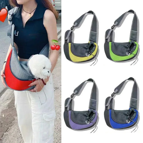 Ademende lichtgewicht Pet Sling Drager met Verstelbare Riem Veilig Ontwerp voor Kleine Honden en Katten - Ruffy
