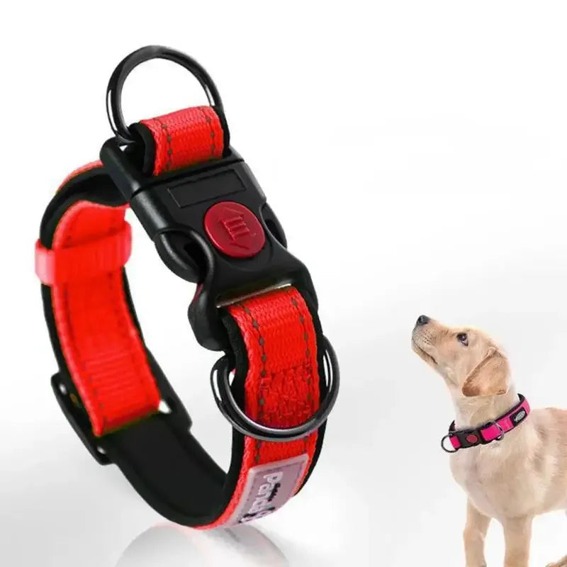 Verstelbare reflecterende hondenhalsband met snelsluiting Gewatteerd nylon voor nachtveiligheid en comfort - Ruffy