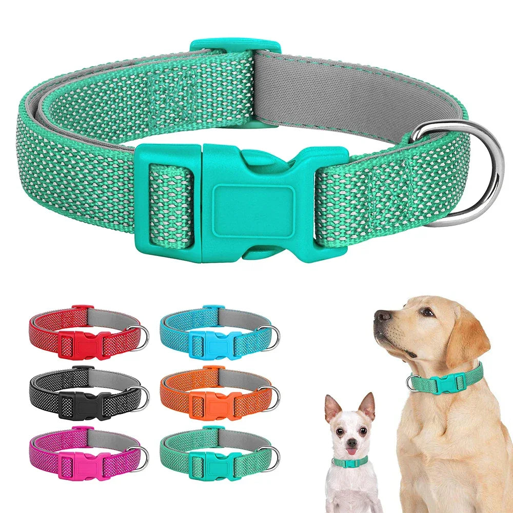 Reflecterende nylon hondenhalsband met verstelbare pasvorm voor kleine tot grote honden Duurzaam en ademend voor nachtelijke wandelingen - Ruffy