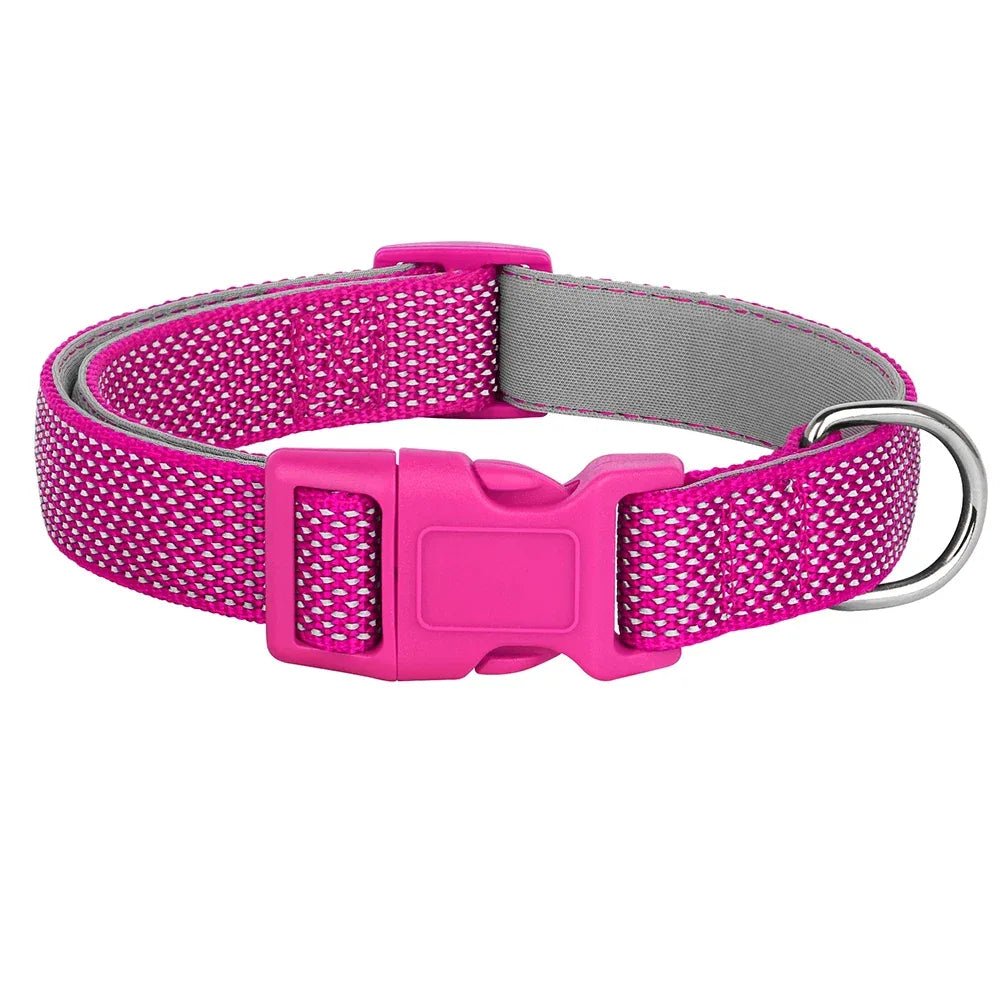 Reflecterende nylon hondenhalsband met verstelbare pasvorm voor kleine tot grote honden Duurzaam en ademend voor nachtelijke wandelingen - Ruffy