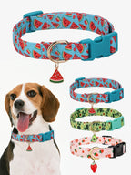 Duurzame halsband met fruitpatroon en metalen bedeltje Comfortabel polyester voor alle seizoenen - Ruffy