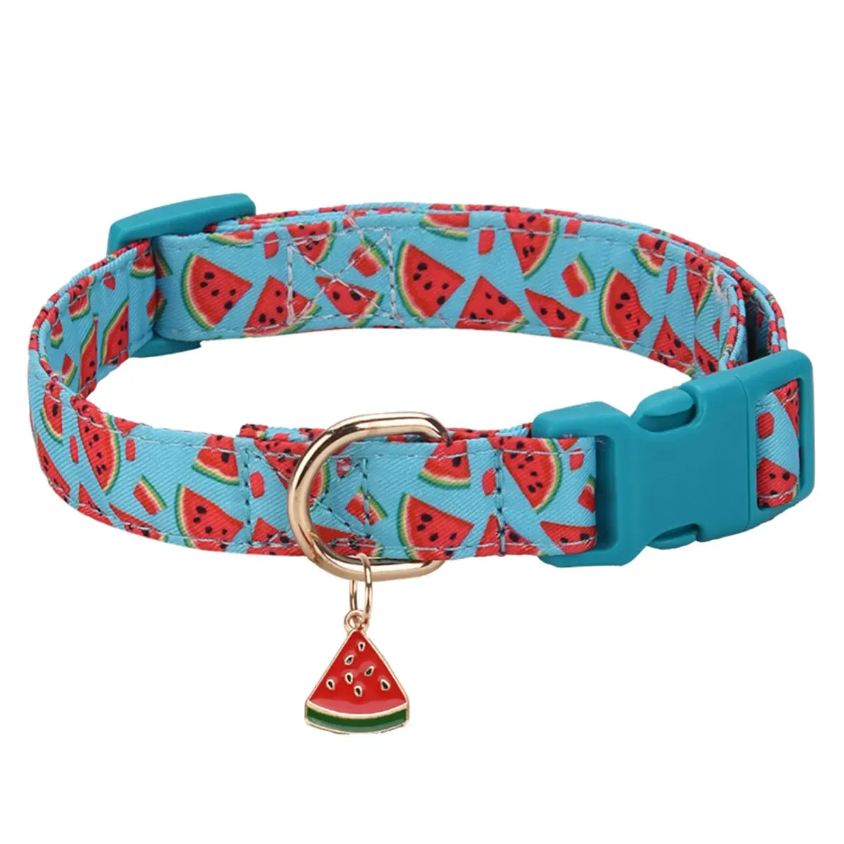 Duurzame halsband met fruitpatroon en metalen bedeltje Comfortabel polyester voor alle seizoenen - Ruffy
