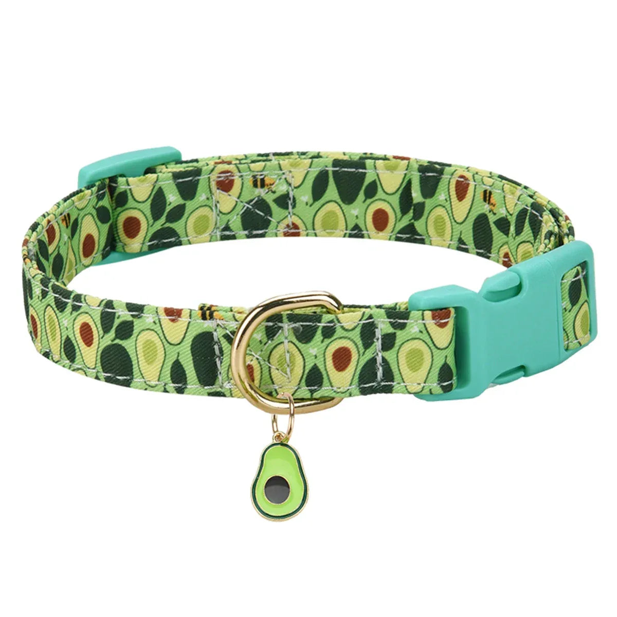 Duurzame halsband met fruitpatroon en metalen bedeltje Comfortabel polyester voor alle seizoenen - Ruffy