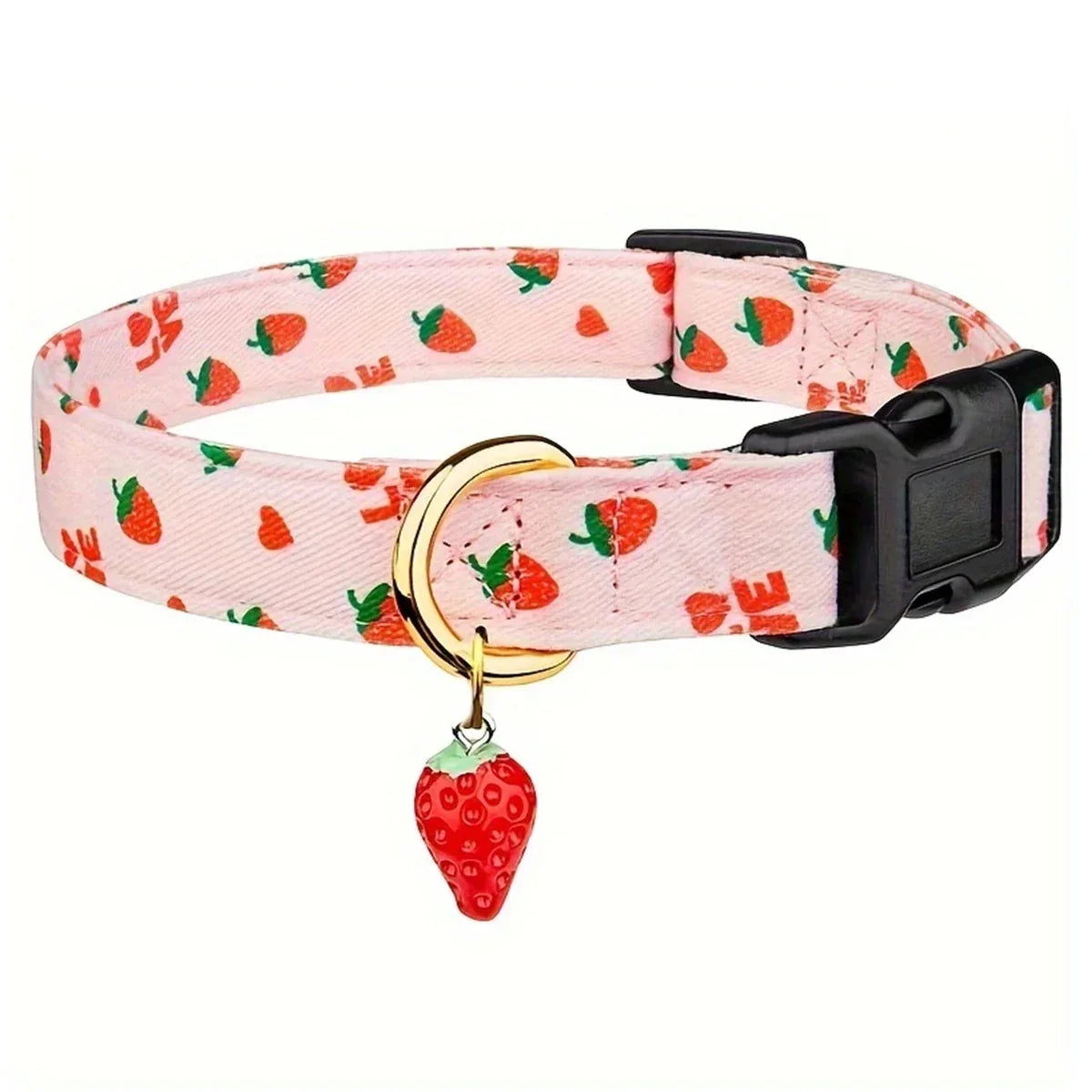 Duurzame halsband met fruitpatroon en metalen bedeltje Comfortabel polyester voor alle seizoenen - Ruffy