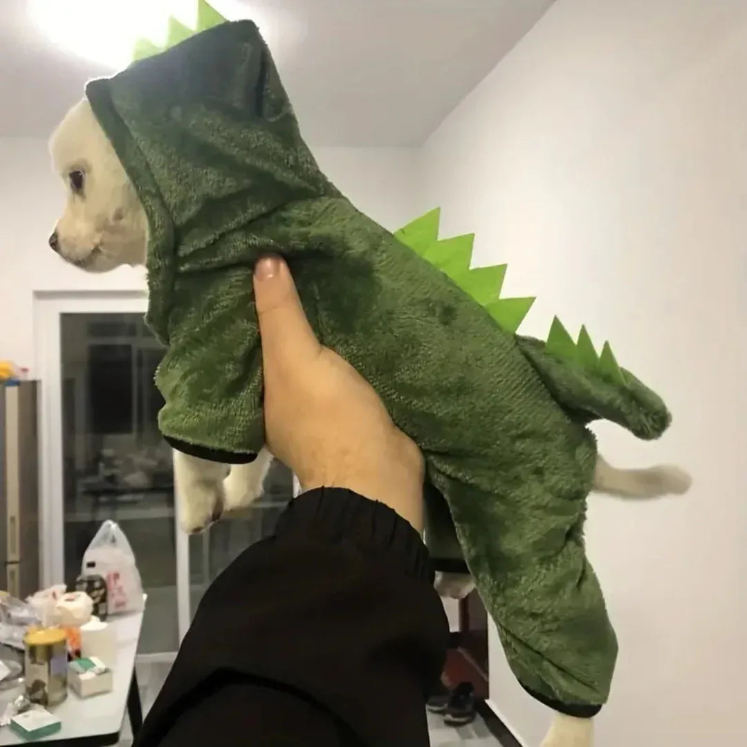 Warme Dinosaurus Jumpsuit voor Honden en Katten Zacht Fleece Schattig Ontwerp en Machinewasbaar - Ruffy