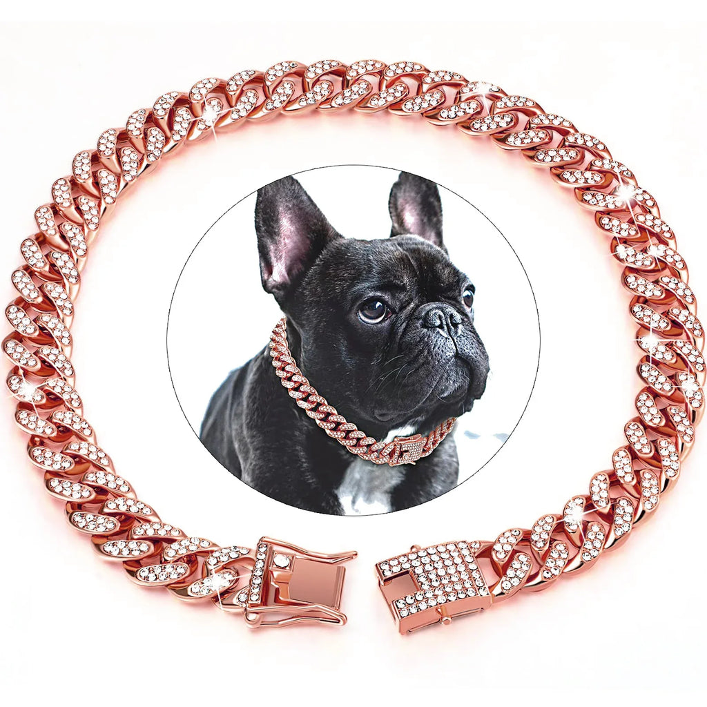 Hondenketting Halsband Nep Diamanten Cubaanse - Ruffy