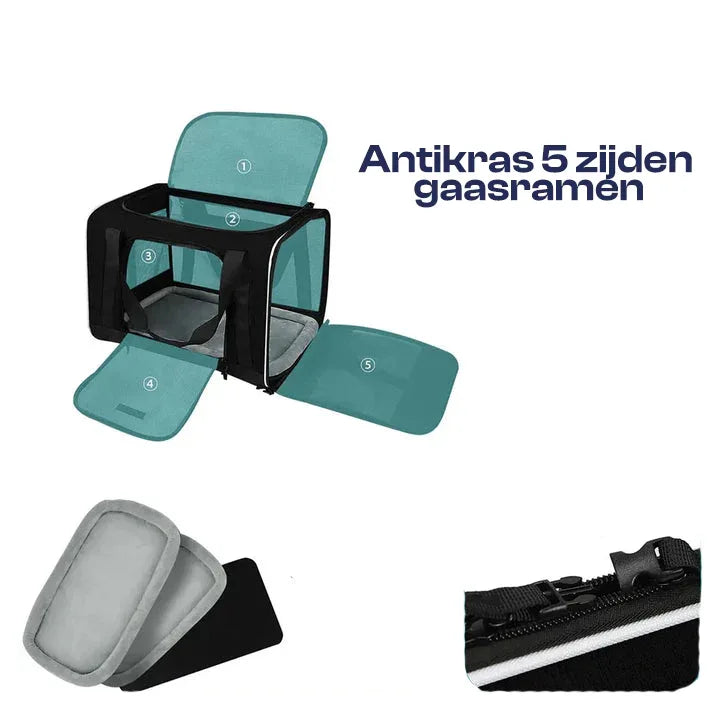 Ruime draagbare dierendraagtas met ademend mesh-materiaal en veilig ontwerp voor huisdieren tot 10 kg - Ruffy