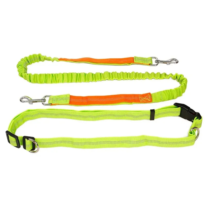 Hands-Free Intrekbare Hondenriem Met Heupriem Reflecterend Bungee Ontwerp Comfortabel Voor Wandelen en Rennen - Ruffy