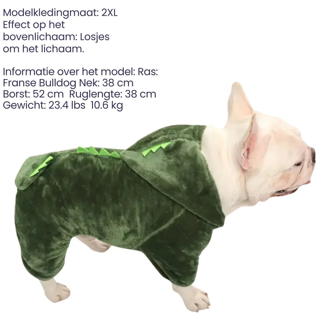 Warme Dinosaurus Jumpsuit voor Honden en Katten Zacht Fleece Schattig Ontwerp en Machinewasbaar - Ruffy