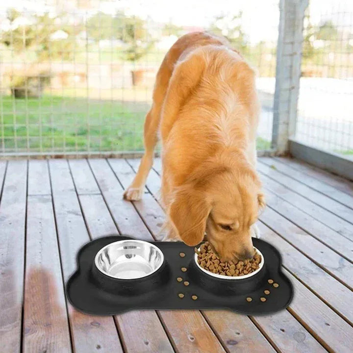 Duurzame dubbele kommen met antislipbodem van silicone Morsbestendig ontwerp voor schone voeding - Ruffy