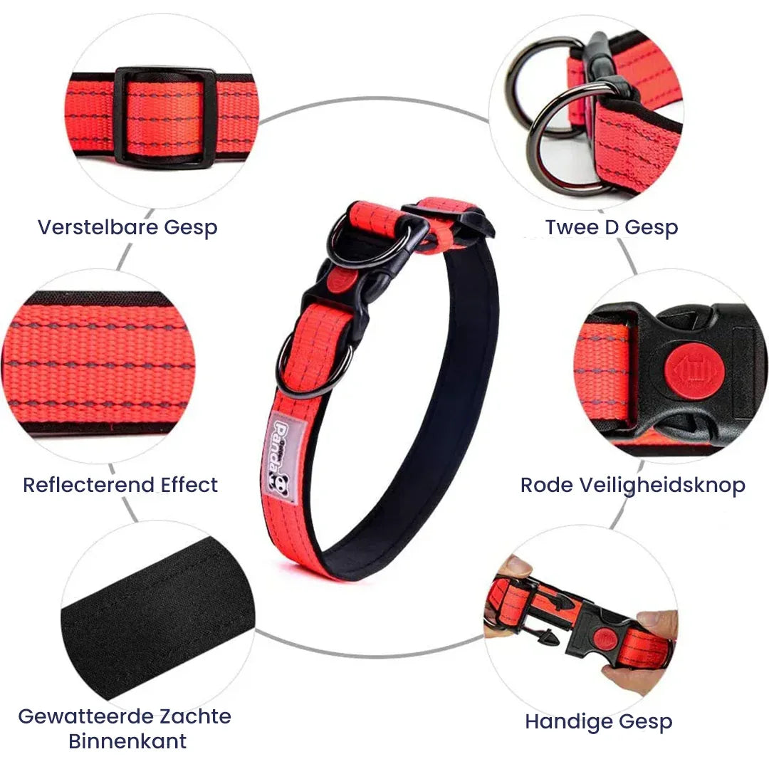 Reflecterende Nylon Halsband Zacht Gewatteerd Verstelbaar Veilig Voor Alle Hondenmaten - Ruffy