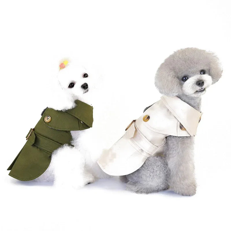 Stijlvolle trenchcoat voor kleine honden Warm en geschikt Katoen Herfst Winter flexibel Aan en Uit - Ruffy