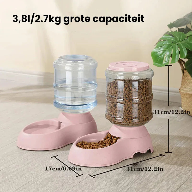 Automatische voer- en waterdispenser voor huisdieren duurzaam capaciteit van 500 g eenvoudig schoon te maken oor alle hondenrassen - Ruffy