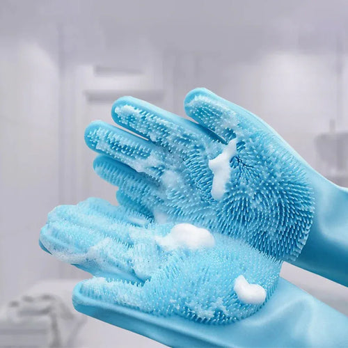 2-in-1 siliconen verzorgingshandschoen voor huisdieren met zachte opzetborstels Hittebestendig en antislipontwerp - Ruffy