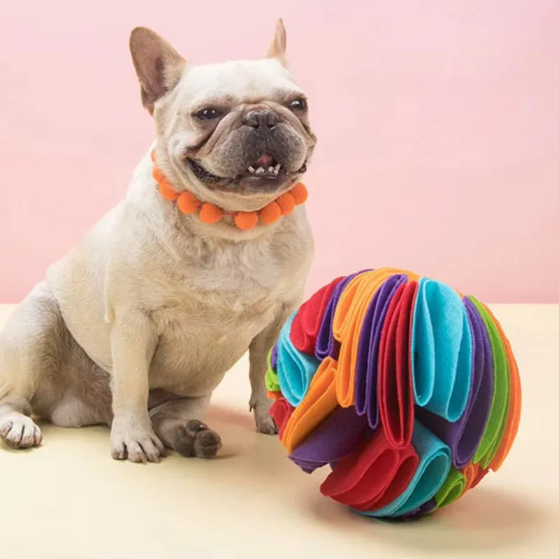 Verstelbare snuffelbal voor honden Interactief traktatiespeeltje met wasbare viltstof maten 15 cm en 20 cm - Ruffy