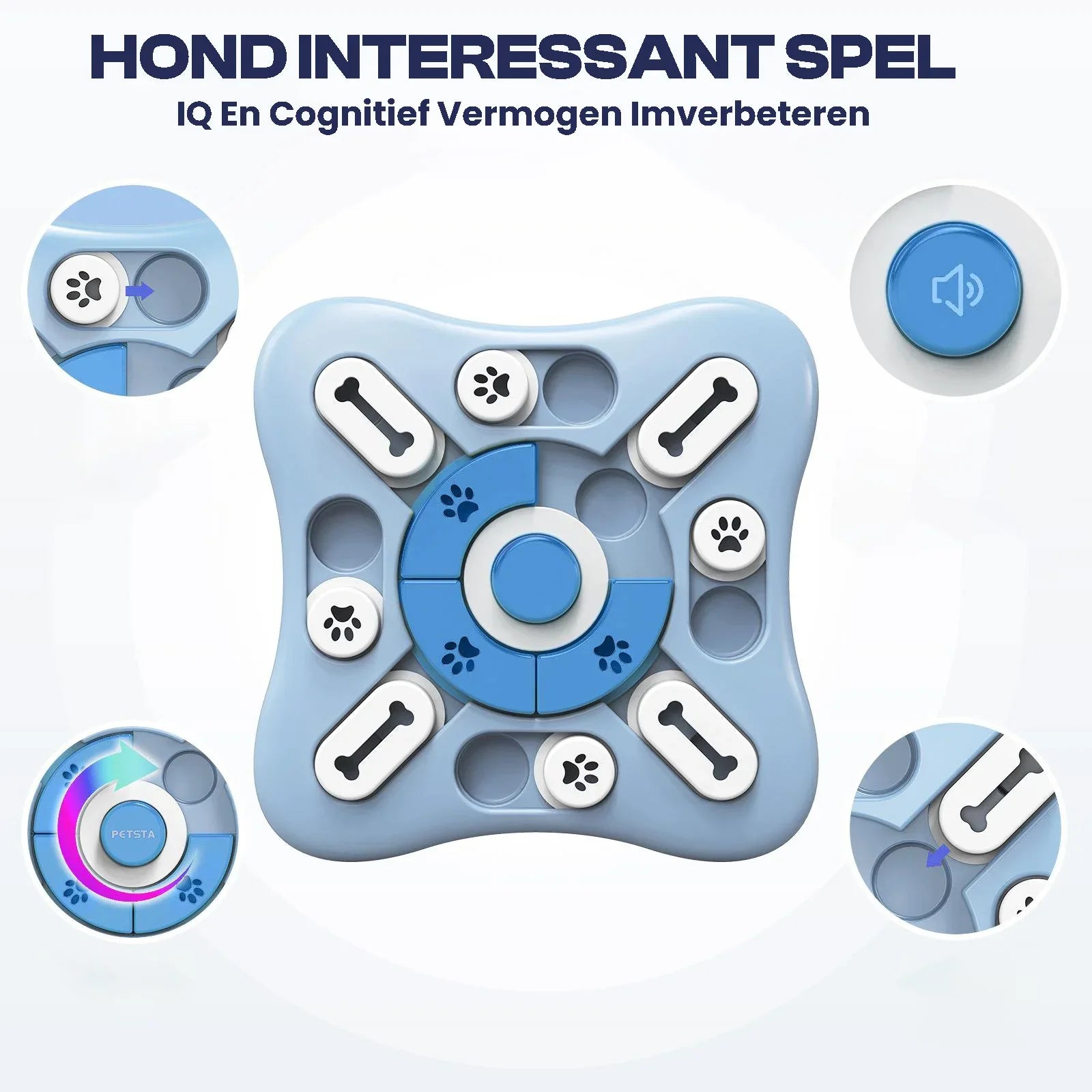 Interactieve Voerplaat voor Honden Mentale Stimulatie en Langzaam Eten - 10x10 inch Blauw - Ruffy