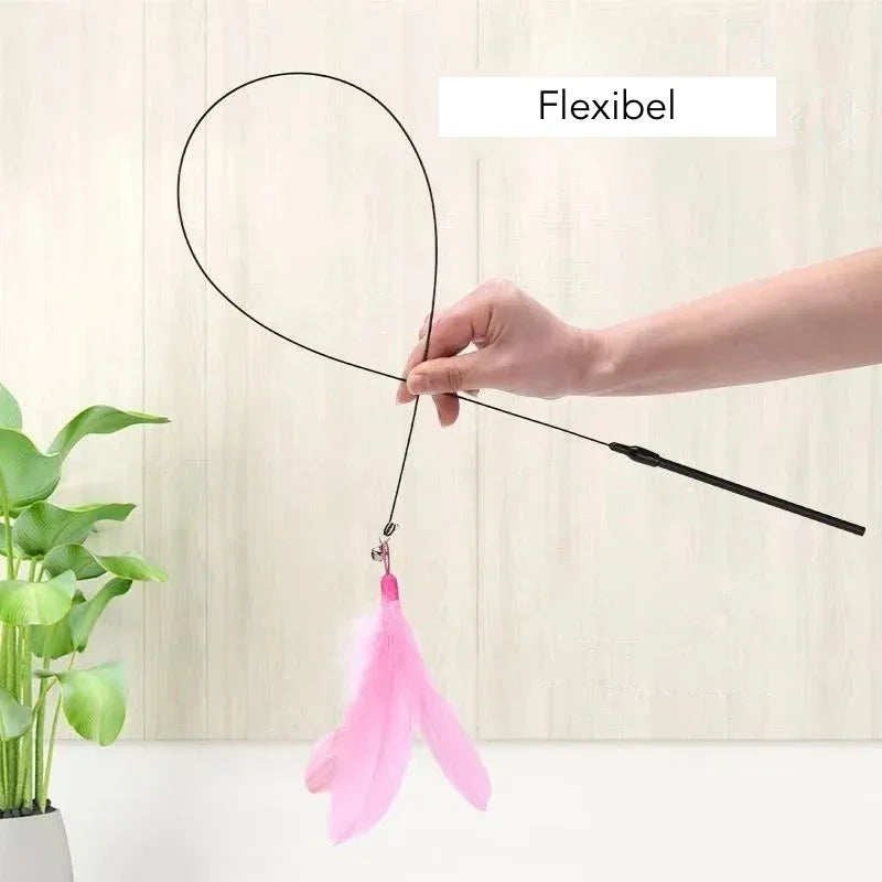 Interactieve kat veer plager stok van duurzaam plastic met vervangbare veer bevestiging speeltje voor binnen - Ruffy