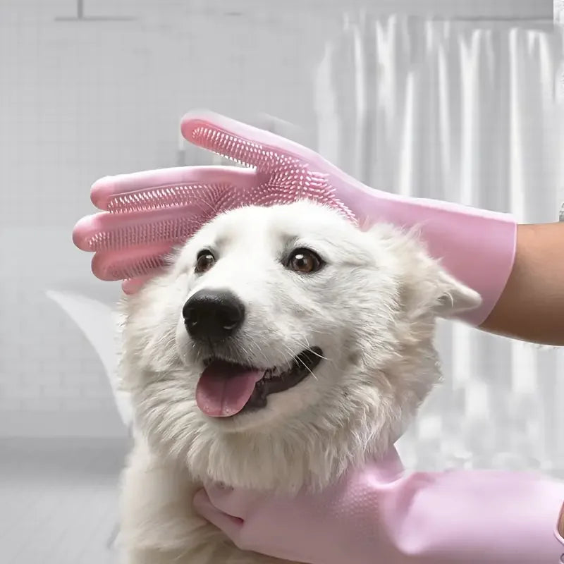 Silicone Badhandschoenen voor Honden Massage en Verzorging Vachtontharing Stressvrij Baden - Ruffy