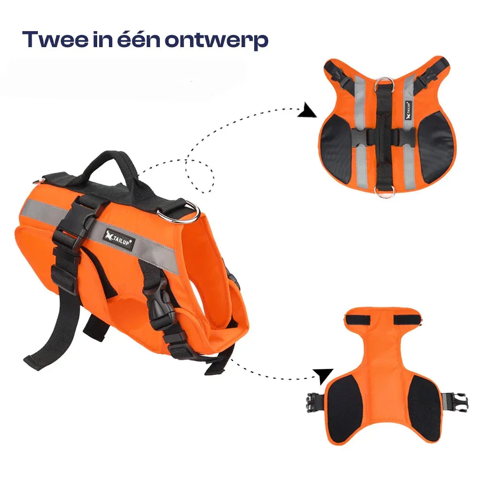 Reflecterend hondenreddingsvest – verstelbaar sterk drijfvermogen met versterkt handvat - Ruffy