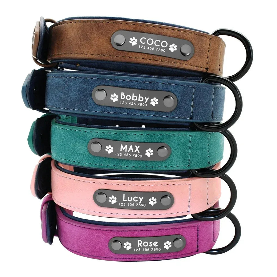 Aangepaste ID Lederen Hondenhalsband - Ruffy