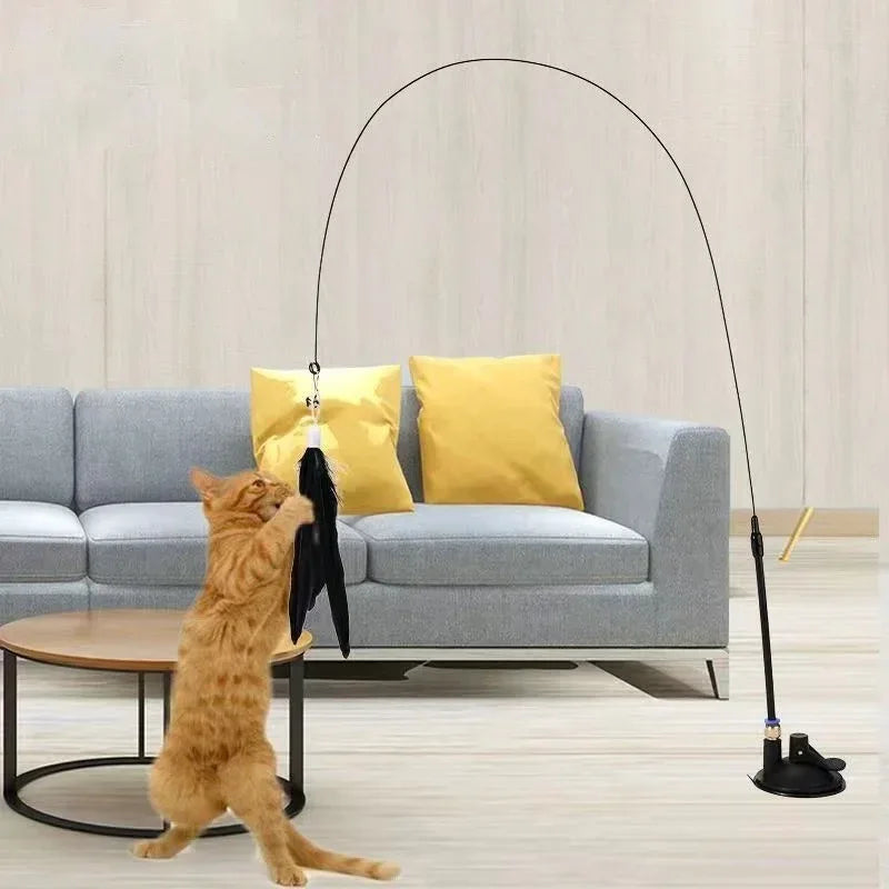 Interactieve kat veer plager stok van duurzaam plastic met vervangbare veer bevestiging speeltje voor binnen - Ruffy