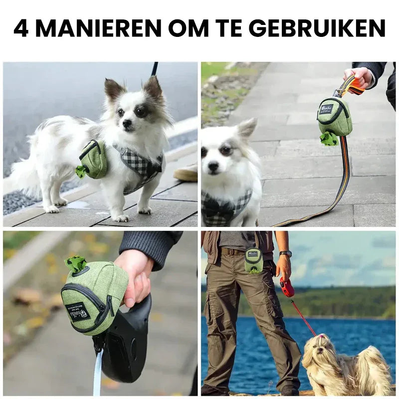 Draagbare hondensnoepzak met Clip Duurzame Plastic Snackhouder en Poepzakjesverspreider - Ruffy