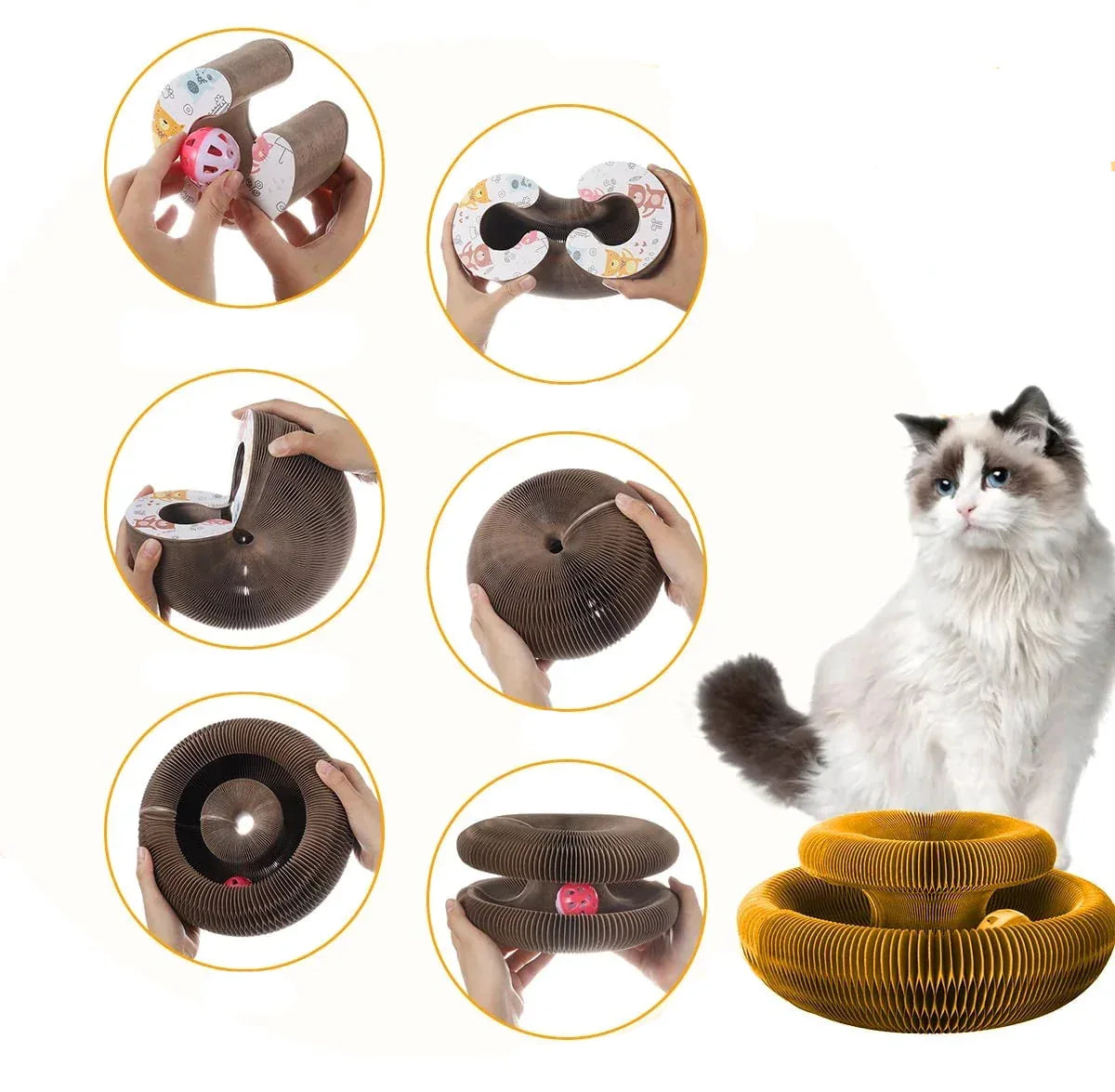 Multifunctionele Krabmat voor Katten Met Bel en Glazen Bal Duurzaam Verstelbare Hoek - Ruffy