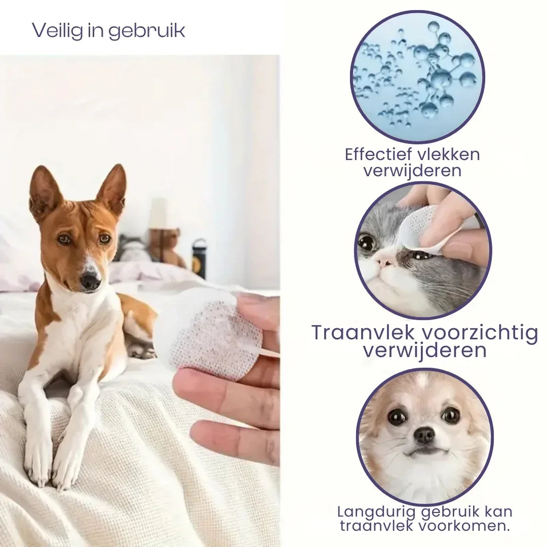 Huisdieren Zachte oogreinigingsdoekjes Tegen Oog Viezigheid (200 stuks) - Ruffy