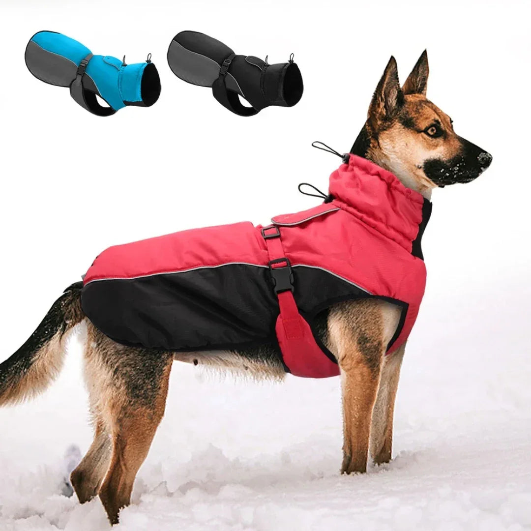 Waterdichte Winterjas Voor Grote Honden Warm Gewatteerd Reflecterend Volledige Dekking Machinewasbaar - Ruffy