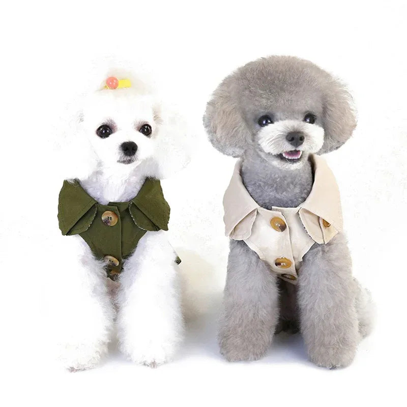 Stijlvolle trenchcoat voor kleine honden Warm en geschikt Katoen Herfst Winter flexibel Aan en Uit - Ruffy