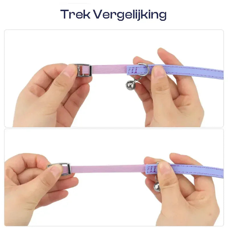 Lederen halsband met bel Veiligheidshalsband met elastische band Kittenhalsband voor katten Zwart Blauw Rood - Ruffy
