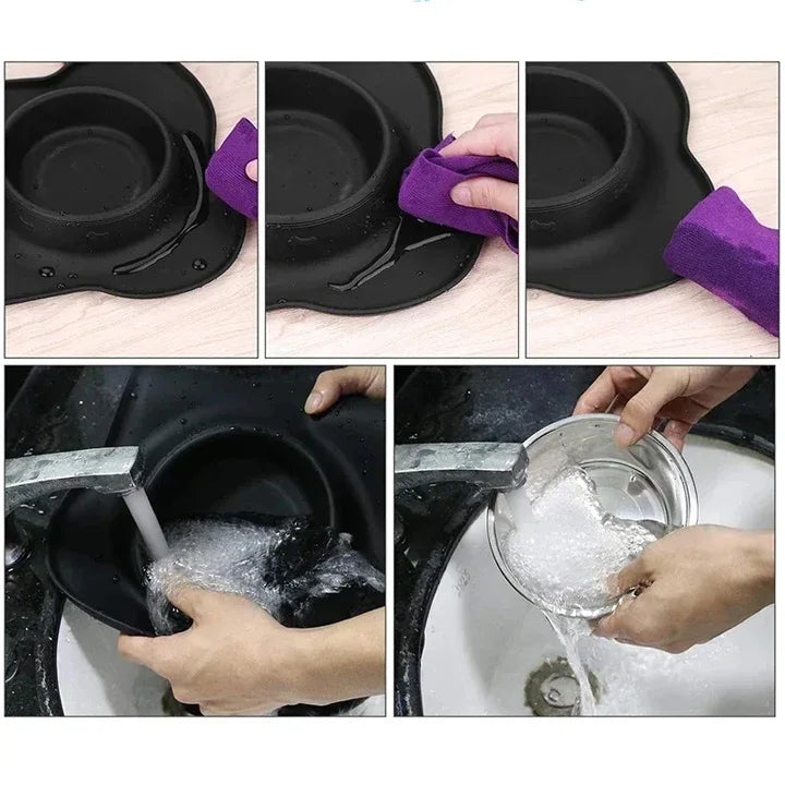 Duurzame dubbele kommen met antislipbodem van silicone Morsbestendig ontwerp voor schone voeding - Ruffy